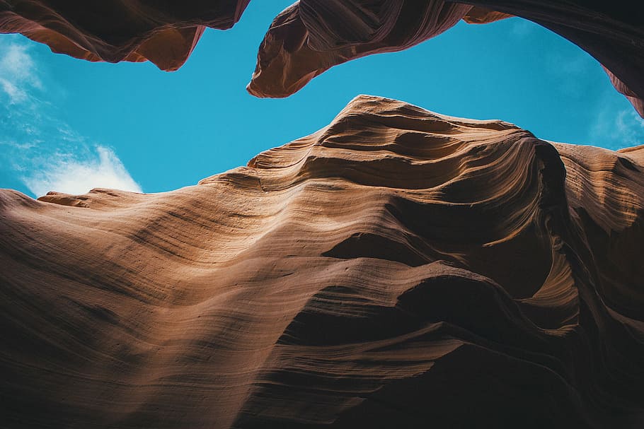 Antelope, Arizona, brown canyon with clear sky, rock, layers HD wallpaper