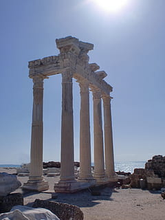 alanya, turkey, side, temple, building, holiday, sea, travel HD wallpaper