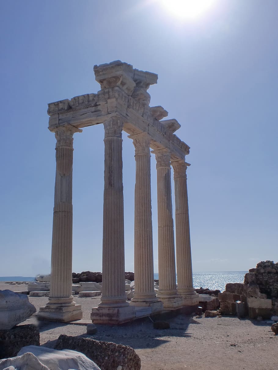 alanya, turkey, side, temple, building, holiday, sea, travel HD wallpaper