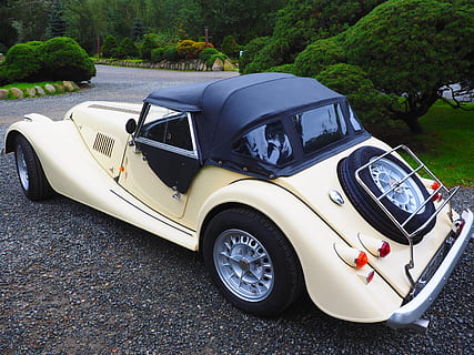 classic vehicle parked near plants, morgan plus 8, auto, oldtimer HD wallpaper