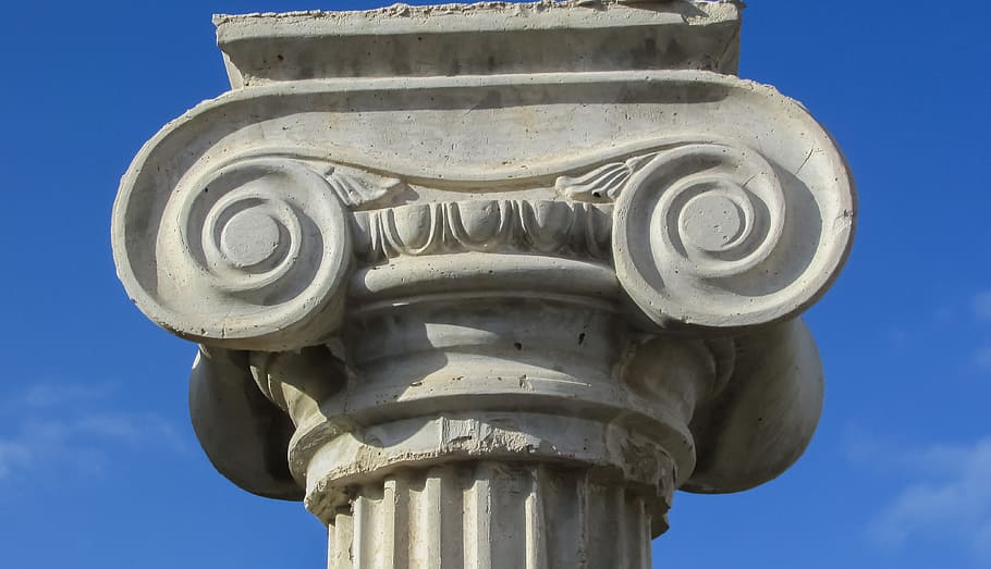 gray concrete pillar, pillar capitals, greek, architecture, column, HD wallpaper