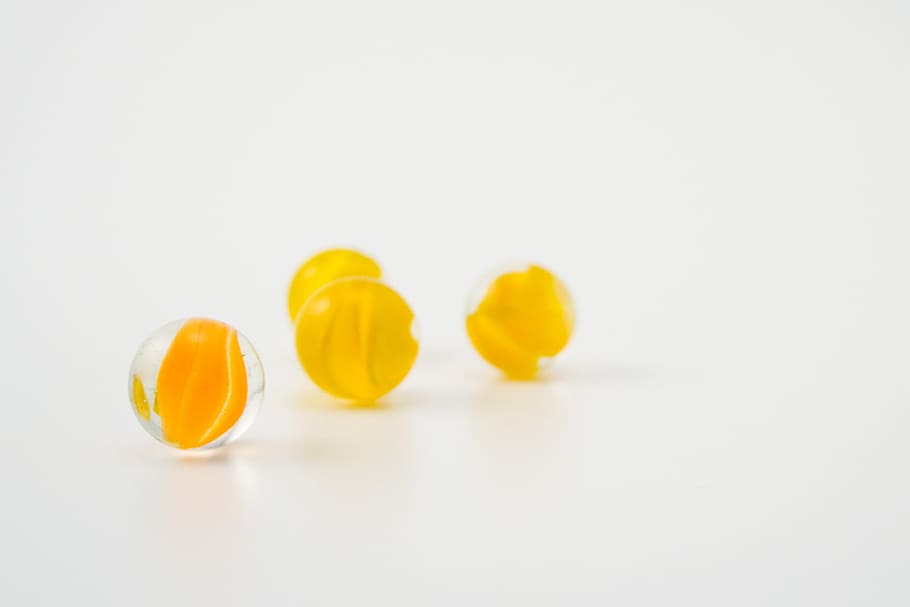 Marbles, Orange, Balls, Design, round, colorful, yellow, white background HD wallpaper