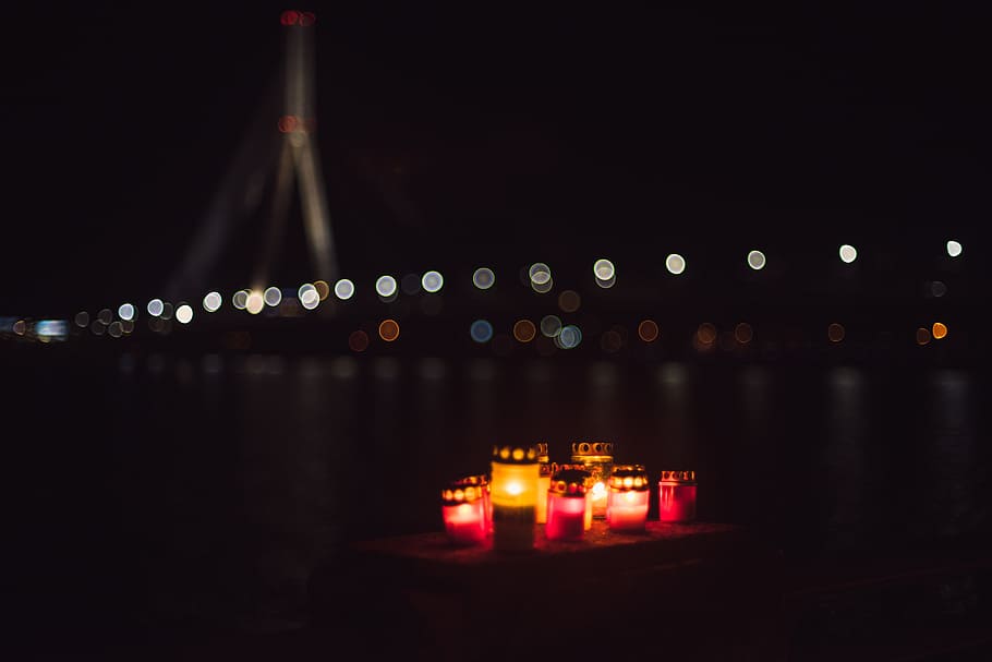 candles, lights, dark, night, evening, illuminated, architecture HD wallpaper