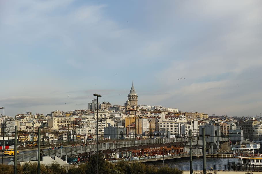 galata, tower, old, building, clouds, istanbul, turkey, landscape HD wallpaper