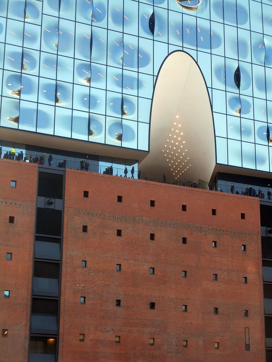 elbe philharmonic hall, elphi, close, platform, hamburg, low angle view HD wallpaper