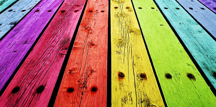 assorted-color wooden board, red, yellow, green, green, blue