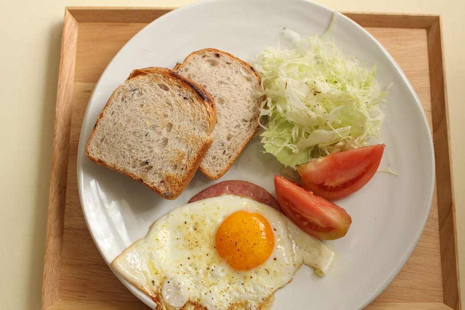 Breakfast, Brown Rice, Rice Bread, Fried Egg, brown rice bread HD wallpaper
