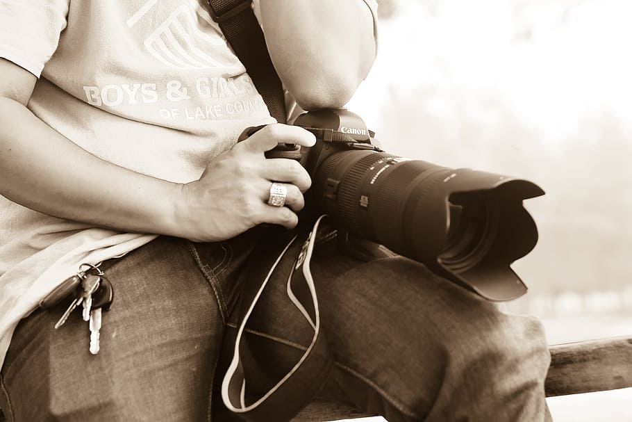 people, man, sitting, alone, hand, key, camera, photography HD wallpaper