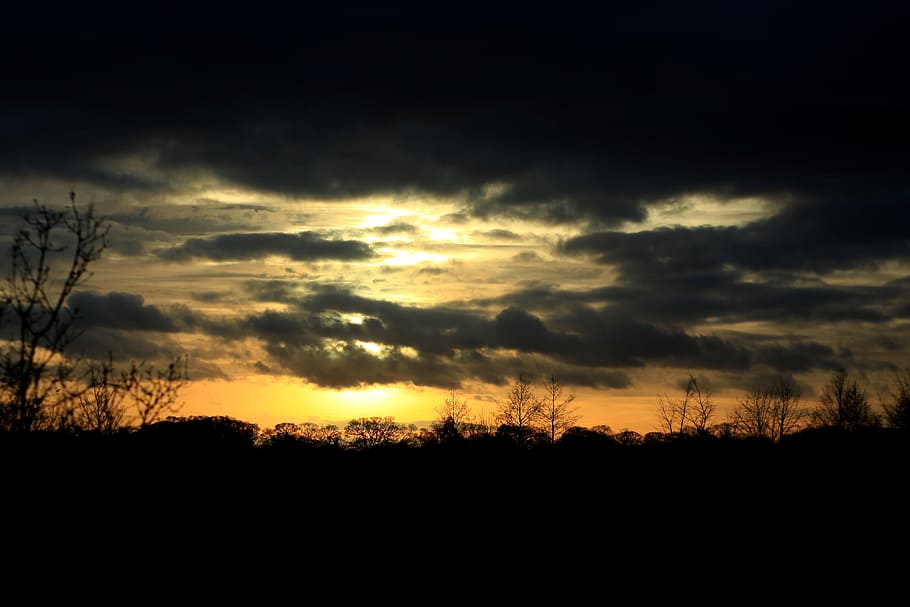 sunset, twilight, evening, the sun, solar flare, evening light HD wallpaper