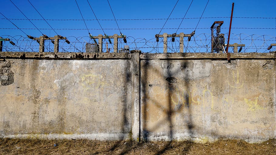 industry, wire, expression, sky, danger, concrete, old, steel HD wallpaper