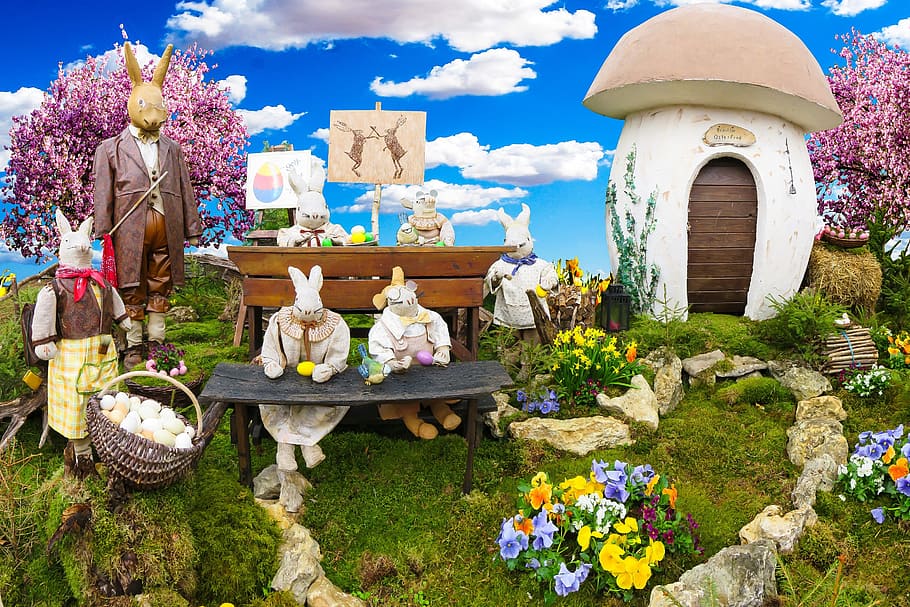 easter, easter decorations, easter bunny, easter eggs, school HD wallpaper
