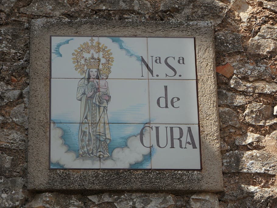 tiles, madonna, shield, monastery, painted, painting, christianity HD wallpaper