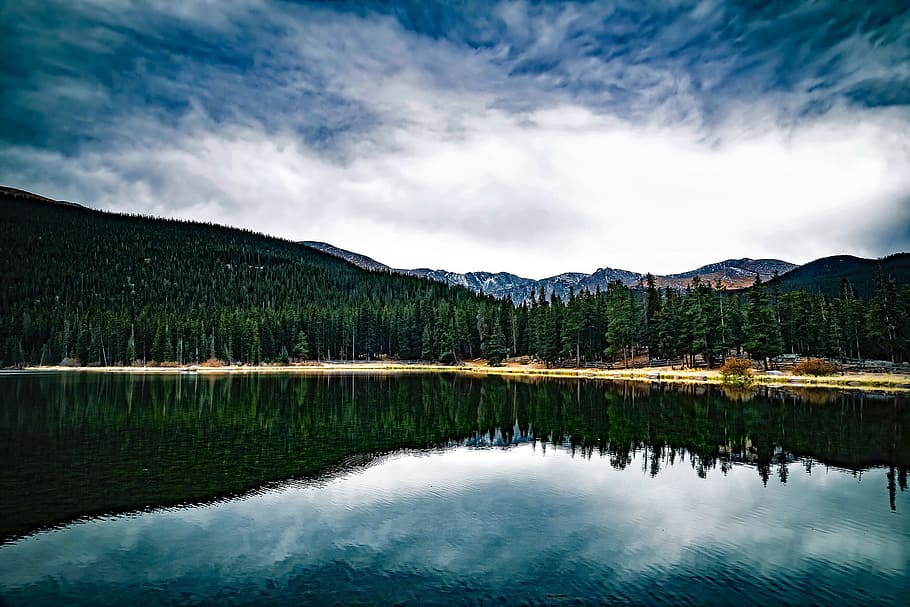 landscape, mountains, nature, water, forest, lake, outdoors, reflection HD wallpaper