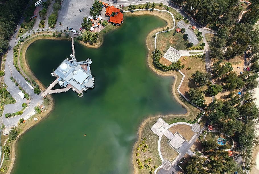 drone, dji spark, aerial view, plant, tree, transportation HD wallpaper