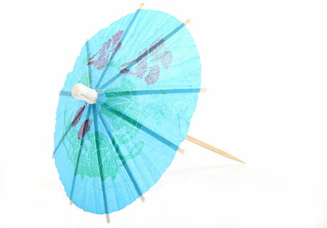 blue umbrella toothpick with green floral graphic, alcohol HD wallpaper