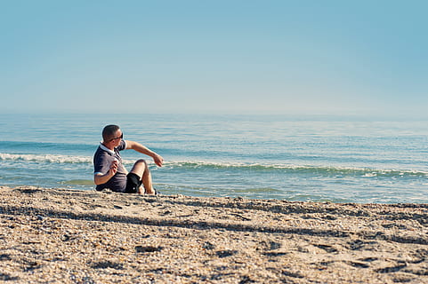sea, man, person, beach, alone, boy, day, daylight, guy, leisure HD wallpaper