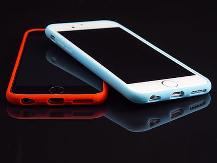 two teal and orange iPhone cases, ios, new, mobile, gadget HD wallpaper
