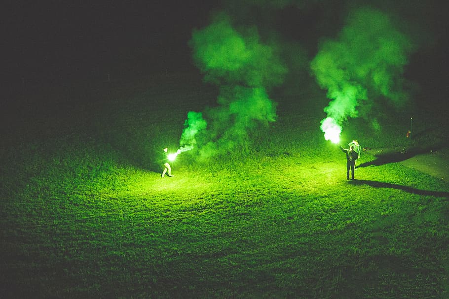HD wallpaper: People holding green flares at night, green Color, grass,  nature