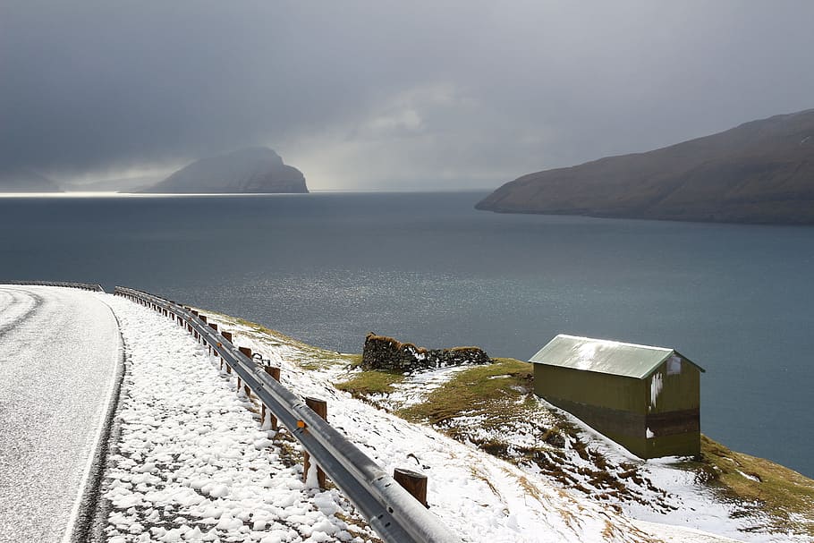 Foroyar, Faroe Islands, no people, cloud - sky, day, snow, winter, HD wallpaper