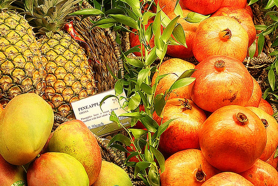 fruits, pineapple, mango, grapefruit, food and drink, healthy eating HD wallpaper