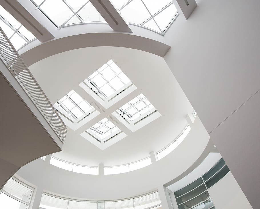 worm's eye view of ceiling, low angle photography of building ceilings HD wallpaper