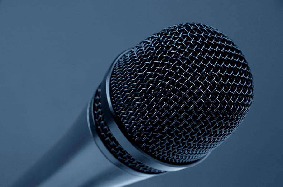 music, sound, audio, microphone, gray, monochrome, speaking, technology HD wallpaper