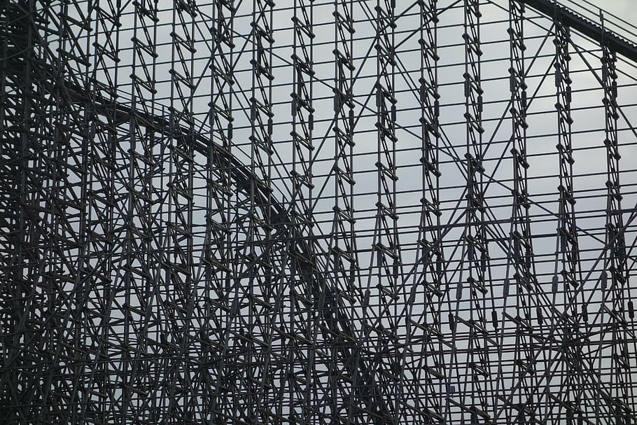 wooden rollercoaster, roller coaster, heide park, soltau, pattern, HD wallpaper