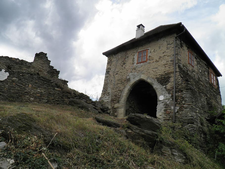 Castle, Hardegg, Gate, Old, Ruins, historical, stones, cloud - sky HD wallpaper