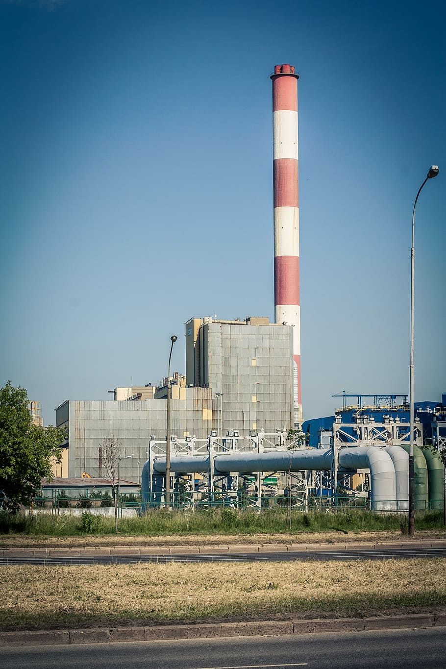 Power Station, Chimney, View, Tube, sky, combined heat and power plant HD wallpaper