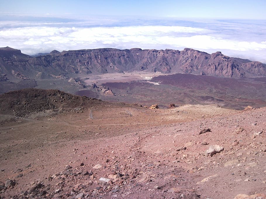 teide, volcano, crater, spain, cladera, landscape, nature, scenics HD wallpaper