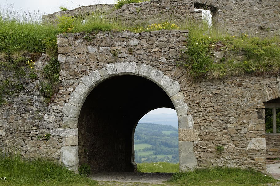 tunnel under the bridge, castle, ruin, middle ages, hohentwiel, HD wallpaper