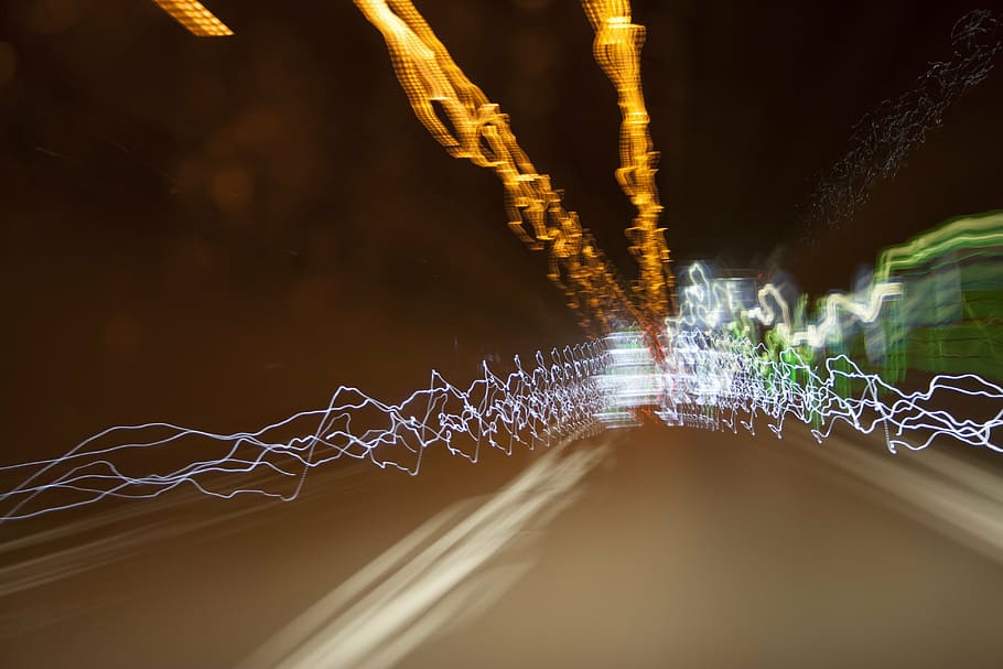 light, night, speed, dark, autos, road, fast, connection, abstract HD wallpaper