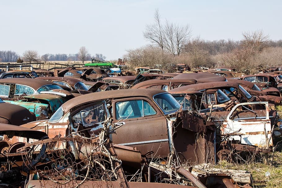 rust, rusty, rusty cars, decay, rural decay, automobile graveyard, HD wallpaper