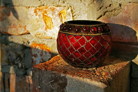 macro shot photography of red glass container, windlight, oriental HD wallpaper