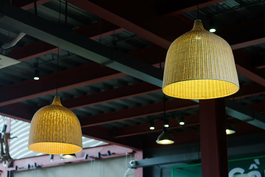 architecture, beams, bright, daylight, decoration, design, hanging HD wallpaper