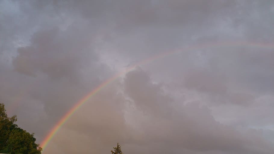 rainbow, thunderstorm, weather, clouds, sky, bent, cloud - sky HD wallpaper