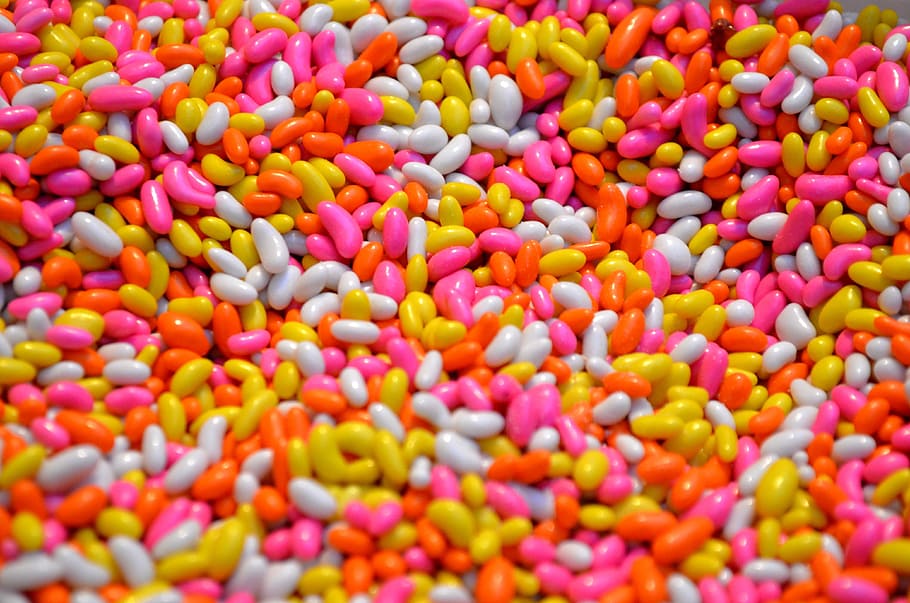 assorted-color beans lot, jellybean, candies, sweets, candy, tasty