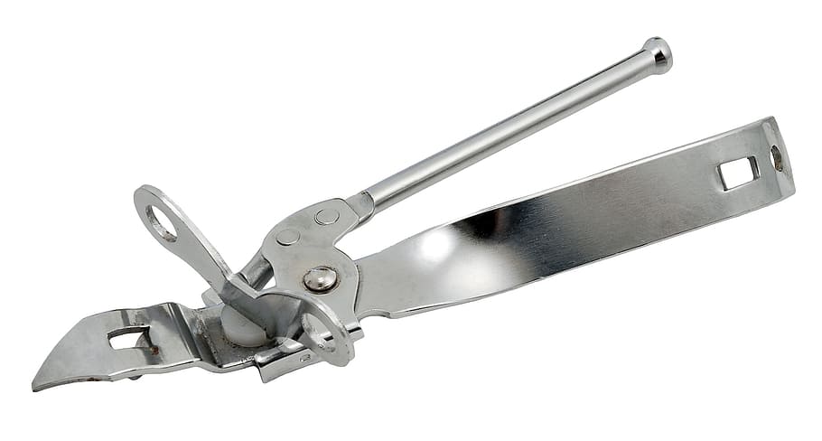 kitchen, classic, can, opener, metal, white background, studio shot HD wallpaper