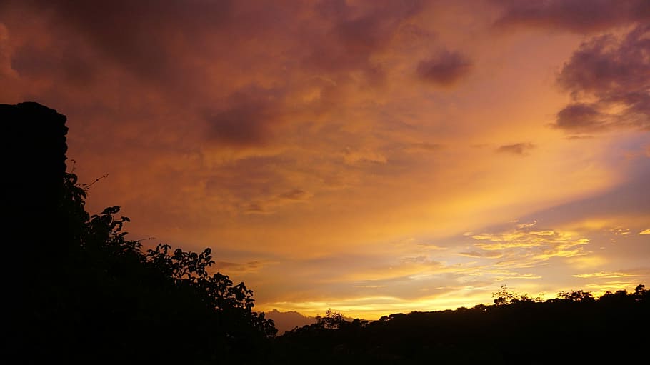 cloud, the sky, sunset, color, gorgeous, cloud - sky, silhouette HD wallpaper