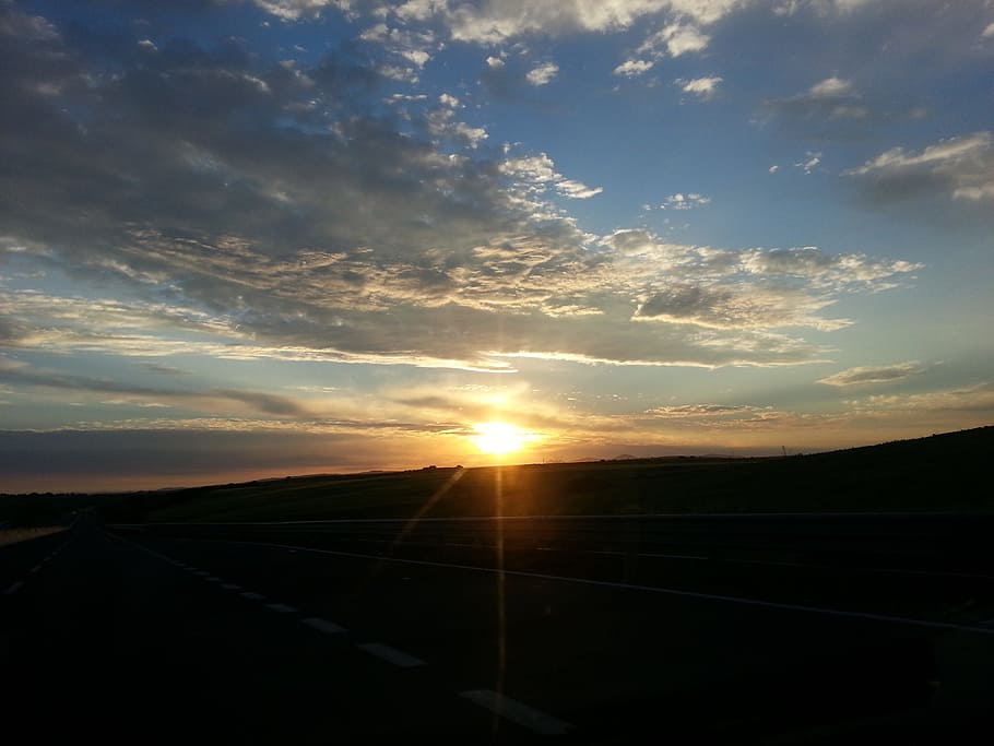 dawn, sun, sky, landscape, horizon, clouds, cloud - sky, sunset HD wallpaper