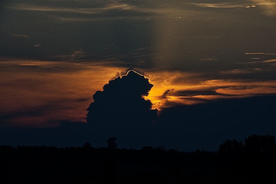 Sunset, Sky, Landscape, Sunlight, silhouette, cloud - sky, nature HD wallpaper