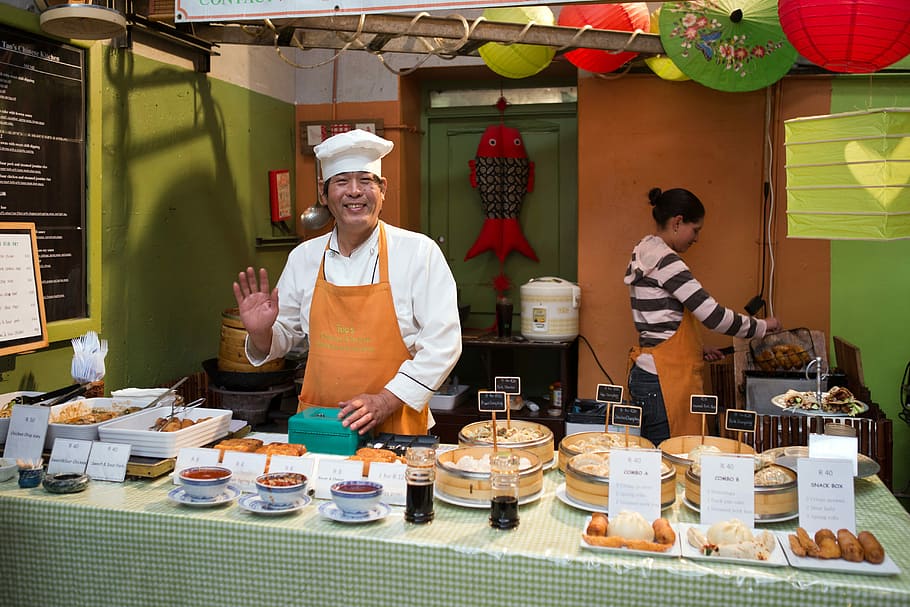 chef showing high five inside store, Chinese Chef, Market, Man, HD wallpaper