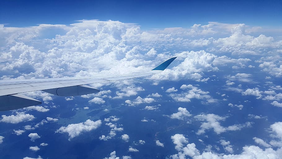 Sky, Cloud, Plane, A350, the a350, airplane, blue, flying, transportation