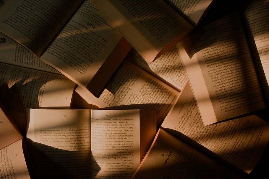 brown books closeup photography, brown books lot, page, text, HD wallpaper