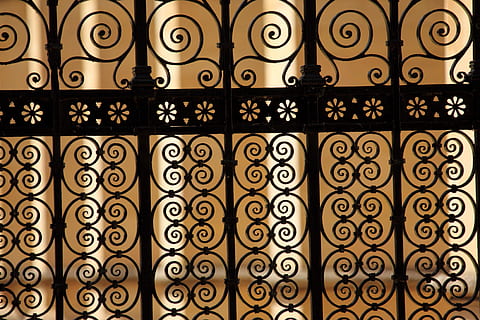 black steel gate, Architecture, Background, Bars, art, building HD wallpaper