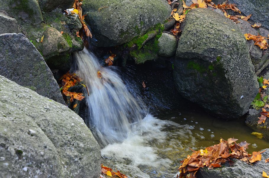 stream, water, waterfall, cascade, the stones, stream of water HD wallpaper