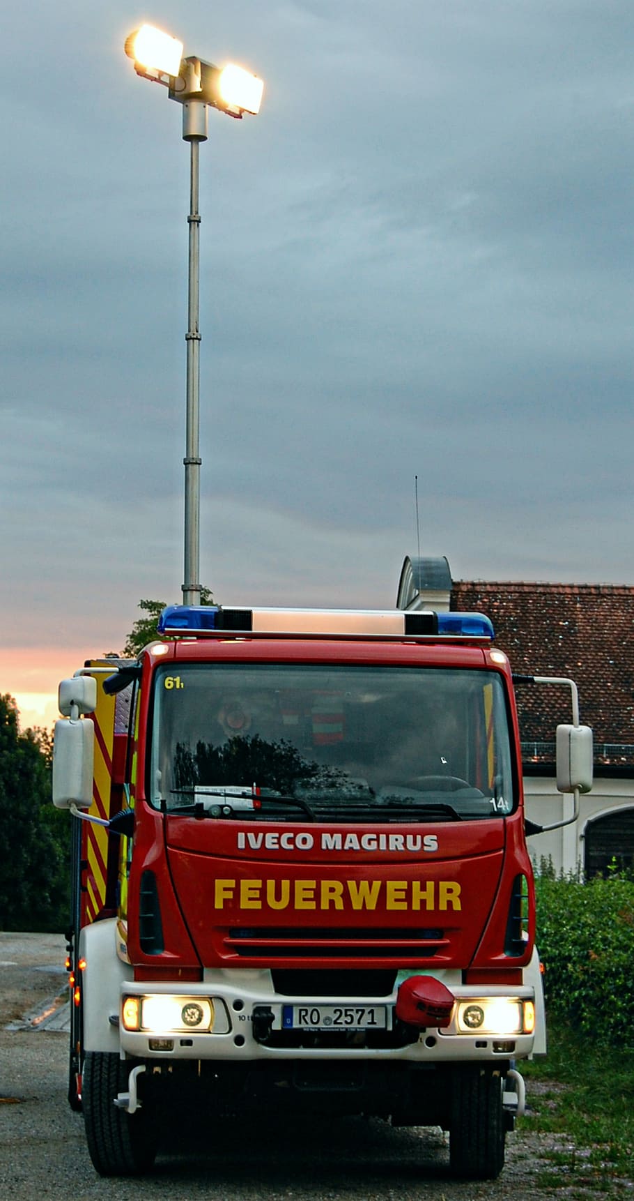 Fire Rüstwagen Blue Light Exercise, Firefighter Blue Lights