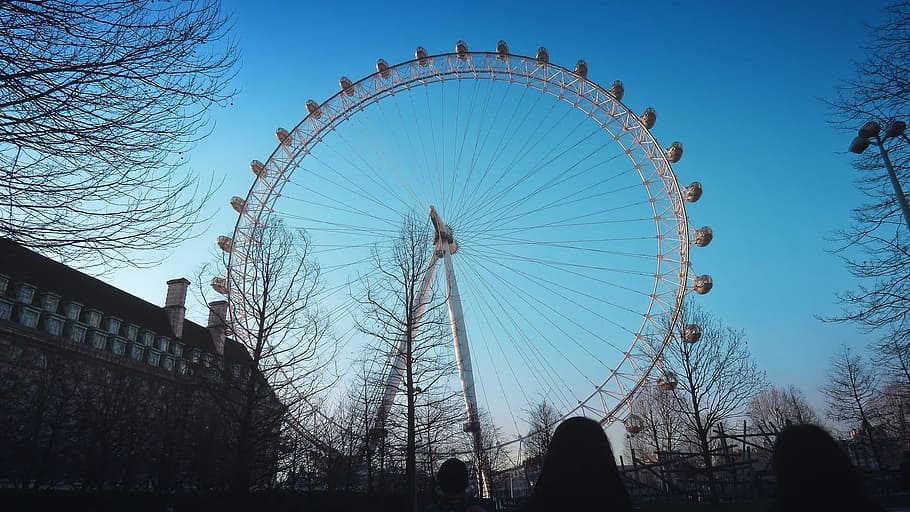 blue, sky, wheel, ride, steel, metal, circle, round, adventure HD wallpaper