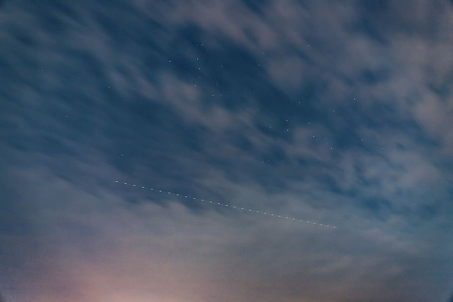 blue and white sky at daytime, white and blue sky, pink, clouds HD wallpaper
