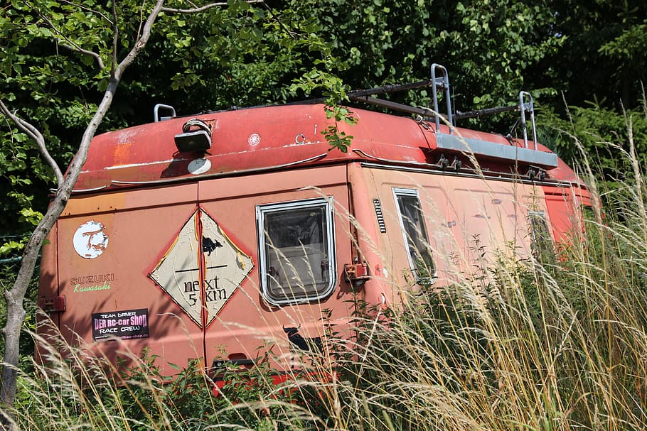 oldtimer, transporter, scrap car, sticker, mobile, traffic HD wallpaper